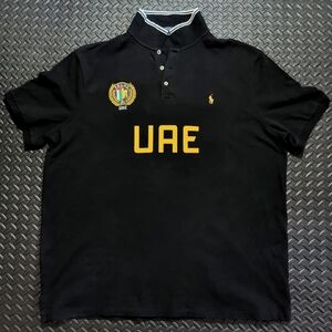 NWT Polo Ralph Lauren Black UAE Crest Patch UAE 24 Mesh Knit Polo Shirt size XXL